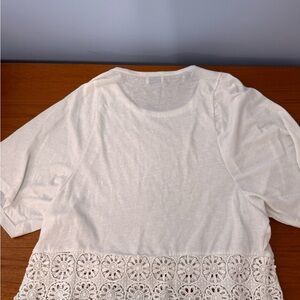 Zara Elegant White Lace Trim Top Size Small